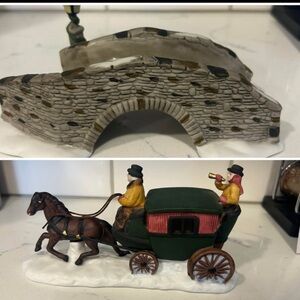 Dickens Village Horse with Coach and Stone Bridge